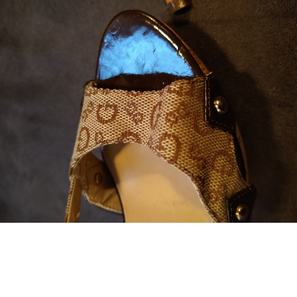 GUESS BROWN STILETTO HEALS - SLING BACK - CUTE - SIZE 5.5 - Picture 11 of 12